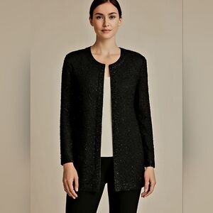 Vintage STENAY 100% silk beaded cardigan/jacket In Black. Size Small